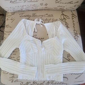 Atelier White Knit Crop Top Sz M NWOT